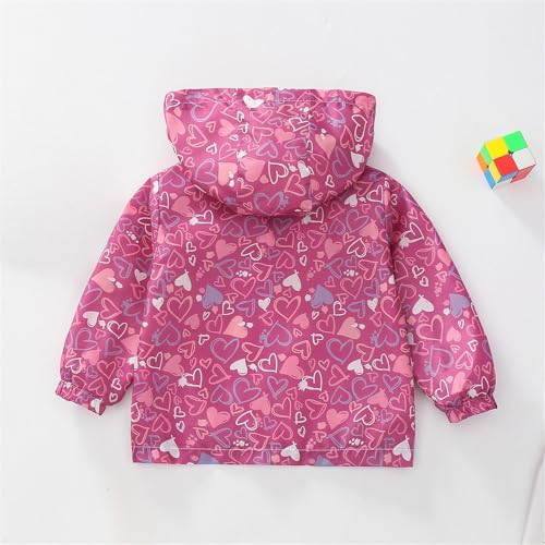 Hooded Rain Jacket for Baby Girls Boys Zipper 𝗖artoon Print Lightweight Outerwear 𝐖aterproof Coat with Pocket2