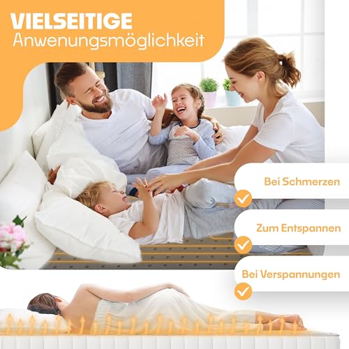 KESSER® Wärmeunterbett 150x80cm mit Abschaltautomatik Fernbedienung | Heizdecke mit 3 Temperaturstufen | Wärmebettunterlage fürs Bett Matratzenheizung Wärmedecke aus weichem Vlies Heizkissen Anthrazit