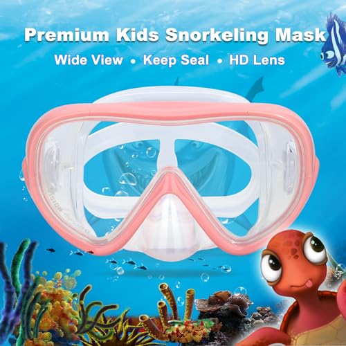 Image of Kids Snorkel Swim Mask, Child Diving Mask Anti-Fog Swim Goggles with Nose Cover for Snorkeling Diving Swimming