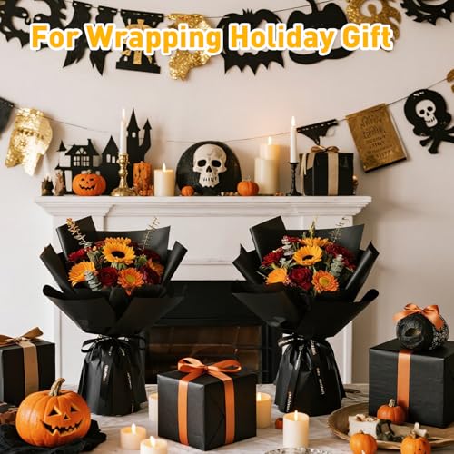 Image of TUXIYA 200 Sheets Black Tissue Paper for Gift Bags,14 X 20Inch Black Wrapping Tissue Paper Bulk for Gift Packaging Filler Art Crafts DIY Birthday Wedding Halloween Christmas
