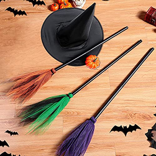 Image of Kaku Fancy Dresses Halloween Witch Broomstick With Hat | Wizard Flying Broom Stick with Witch Hat | Halloween Cosplay Costume for Haunted Horror Witch Costume Accessories