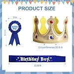 Birthday Boy Sash Hat Button Pin Accessory, Birthday King Crown Party Set, Photo Props for Boys' Theme Party Decoration - Image 2