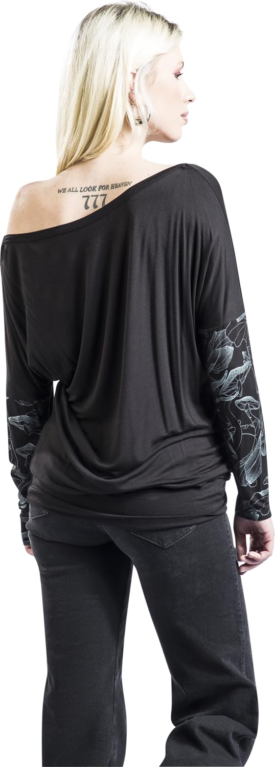Full Volume by EMP Damen schwarzes lockeres Langarmshirt mit Print L