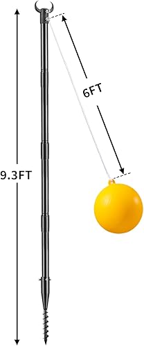 Miniatura 5 de Tetherball Set with Base - Heavy Duty Tetherball Set Ball and Rope and Pole 9.3FT - Portable Tether Ball Set for Kids Dogs Backyard
