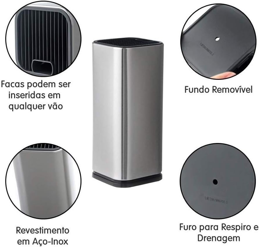 Cepo Universal Em Aço Inox Suporte Para Guardar Facas