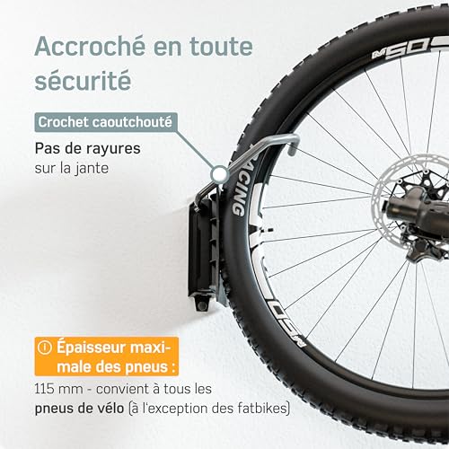 Support vélo vertical pivotant pour optimiser le rangement en appartement - 4