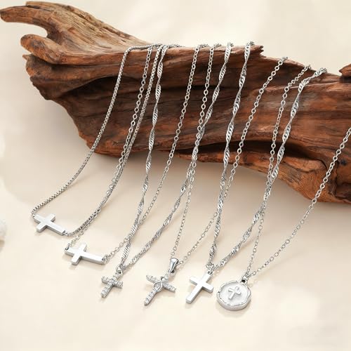 Fezodo 18K White Gold Plated Cross Necklace for Women Trendy - image 6
