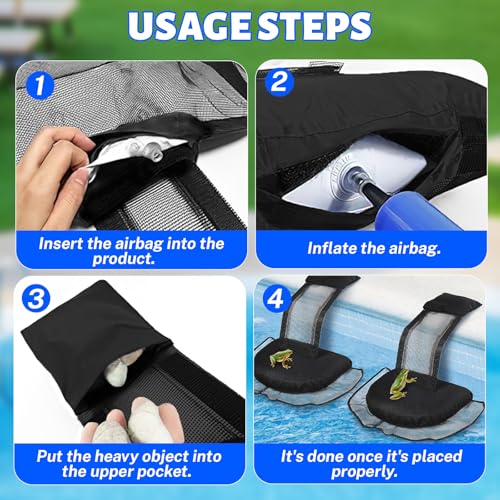 Ausstiegshilfe Pool für Tiere, dellyy Pool Ausstiegshilfe Tiere, Schwimmende Rampe Rettungen, Tierrampe Kleintier Swimming Fluchtrampe (Black,2 Stück)