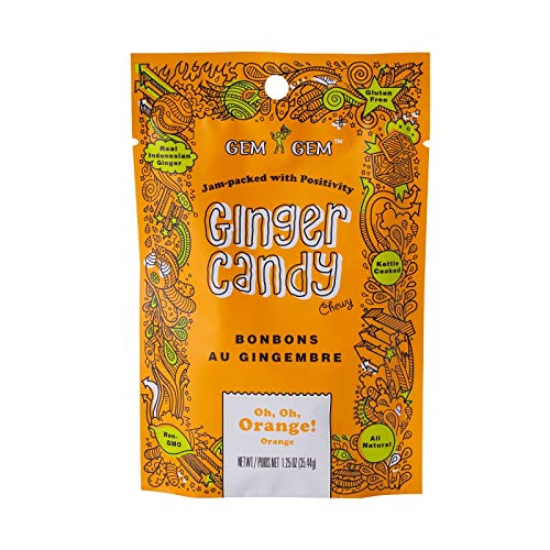 Gem Gem Ginger Candy Chewy Ginger Chews (Orange, 1.25 oz Tasting Samples) - image 1