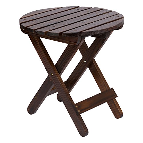 Shine Company 4108Bb Adirondack Round Folding Side Table | Small Wooden Outdoor End Table For Indoor/Outdoor – Burnt Brown #TOP1