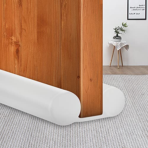 MAXTID Under Door Draft Stopper 36" White Bottom Door Seal Noise Blocker Large Wind Guard Noise Blocker Adjustable Size