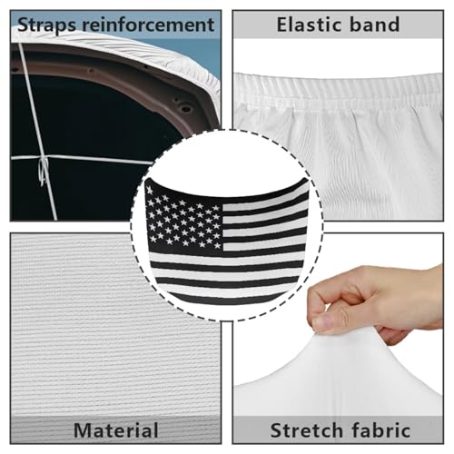 Image of Black American Flag Hood Cover Stretchable Polyester,Engine Cover,Elastic Fabrics Can be Washed,Car Bonnet All-Season Protection