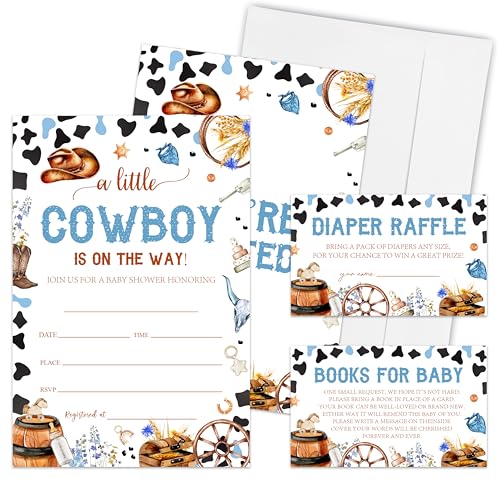 A Little Cowboy Is On The Way Baby Shower Invitations