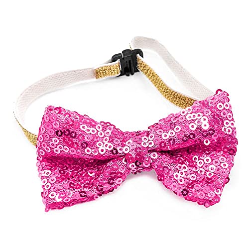 CHUYIX 4Pcs Einstellbare Pailletten Hund Fliege Halsbänder Haustierhalsbänder Hundepflege Zubehör Weihnachten Urlaub Pailletten Haustierhalsband Katze Welpen Kaninchen Elastisches Halsband