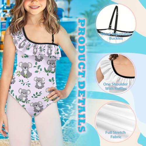 Ruffle Halter One-Piece Swimsuit for Toddlers Teens Girls Elastic Adjustable Easy On/Off3
