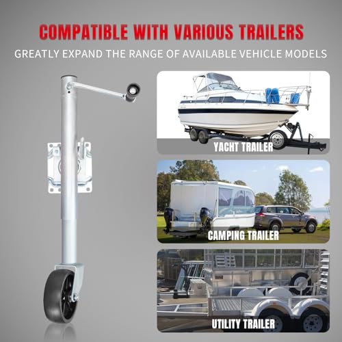 Image of Big RED ATR39001R-1 Torin Boat Trailer Jack with Single Wheel (6 Inch): Swing-Back Bolt-On Heavy Duty Swivel Tongue Trailer Jack, 1000 Lbs. Capacity