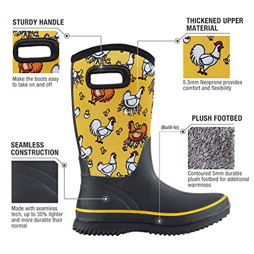 HISEA Women Mud Boots, Neoprene Rubber Garden Shoes Waterproof Mid Calf Rain Boots for Outdoor2
