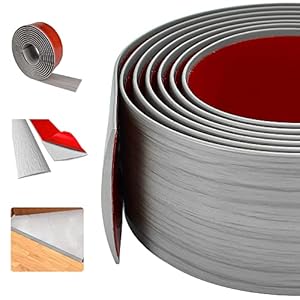 DIKEBAO PVC vloerovergangsstrip, zelfklevende laminaatvloerbedekking, strips, deurtapijt, randstrip, vloerrand, sierstrip, vinyl overgangsprofiel, laminaatvloer, verbindingsstrips, deur (grijs (50 mm)