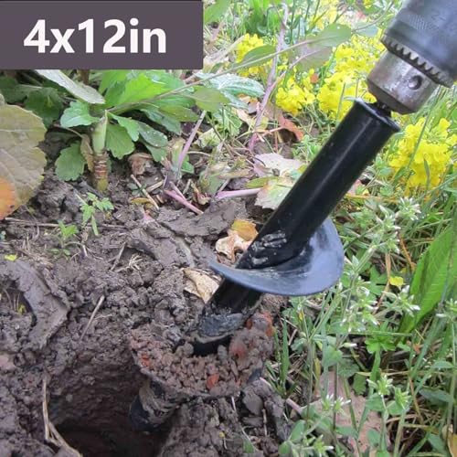 TCBWFY 4"x12"Auger Drill Bit for Planting Digging Holes,Garden Plant Flower Bulb Auger Spiral Hole Drill Rapid Bulb Planter Earth Auger Bit,Compatible to Hex Adjustable Chuck by TCBWFY - Image 3