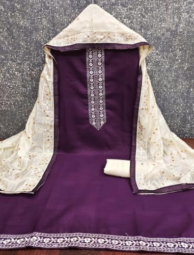 Image of HMP Fashion Womens Bombay Cotton Embroidery Tie Cotton Unstitch dress Material With Chanderi lace bordered Dupatta