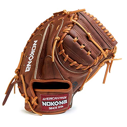 Nokona W-3350C Handcrafted Walnut Baseball Catcher's Glove - Right Hand Throw, Closed Web, Adult 33.5 Inch Mitt, Made In The Usa #TOP21