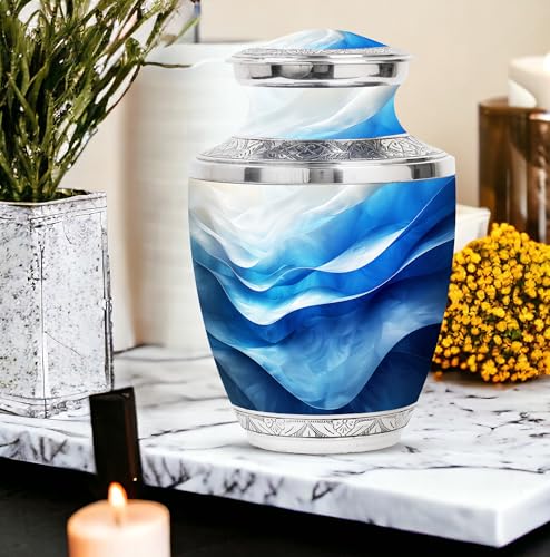 Image of Forest Personalized Urns for Human Ashes Adult Male - Burial Urn for Mom & Dad - Large Decorative Urn - Funeral Ashes Urn - Customized Urns for Human Ashes - 10 Inch Large with Velvet Bag