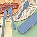 Plastik Besteck Mehrweg Set, 1 Set Reise Besteck mit Etui, Camping Besteck set, Tragbare Utensilien, für Lunchbox, Schule, Picknick, Reisen, Camping oder den täglichen Gebrauch (blau)