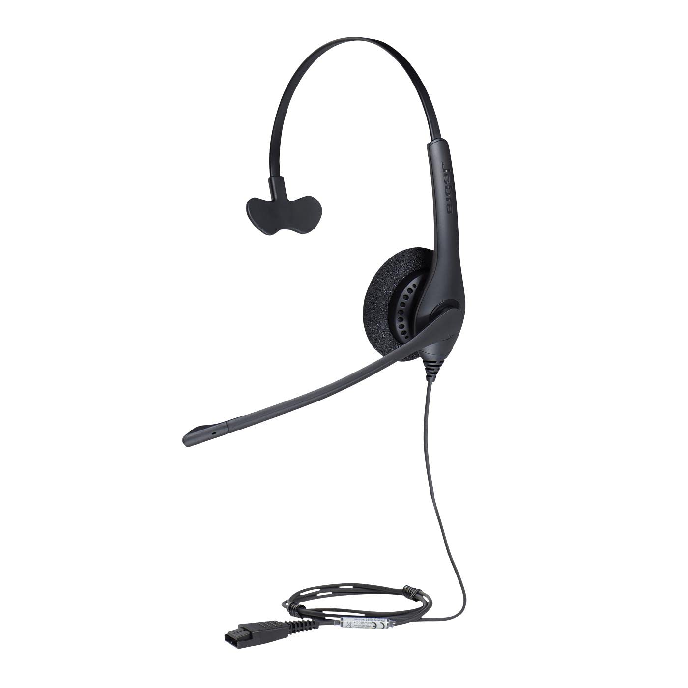 Jabra Biz 1500 Quick Disconnect On-Ear Mono Headset - Corded Headphone with Noise-Cancelling Microphone and Volume Spike Protection for Deskphones, Black
