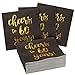 Birthday Party Cocktail Napkins - 50 Pack Gold Foil Cheers to 60 Years Disposable Paper Napkins, Perfect for 60th Birthday Party Supplies, Anniversary Decorations, 5 x 5 Inches Folded, Black