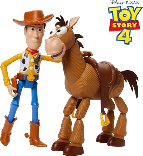 Mattel Disney Pixar Toy Story 4 Movie Set of 2 Action Figures, Collectible Pack Includes with Woody with Removable Hat & Rideable Bullseye - Image 5
