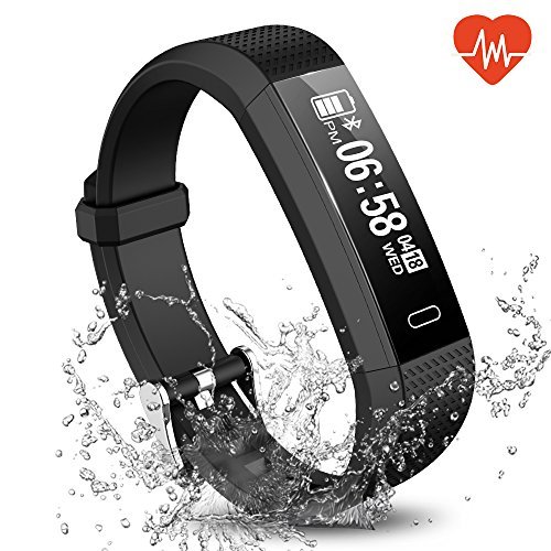 Fitness Tracker, Waterproof Activity Tracker Smart Sports Band with Heart Rate HR Sleep Monitor, SMS SNS Call Reminder, Calorie Step Counter Pedometer for Kids Men Women iPhone Android