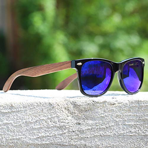 Image of DUCO Polarized Driving Handmade Walnut Wooden 100% UV 400 Protection Sunglasses for Men 2141