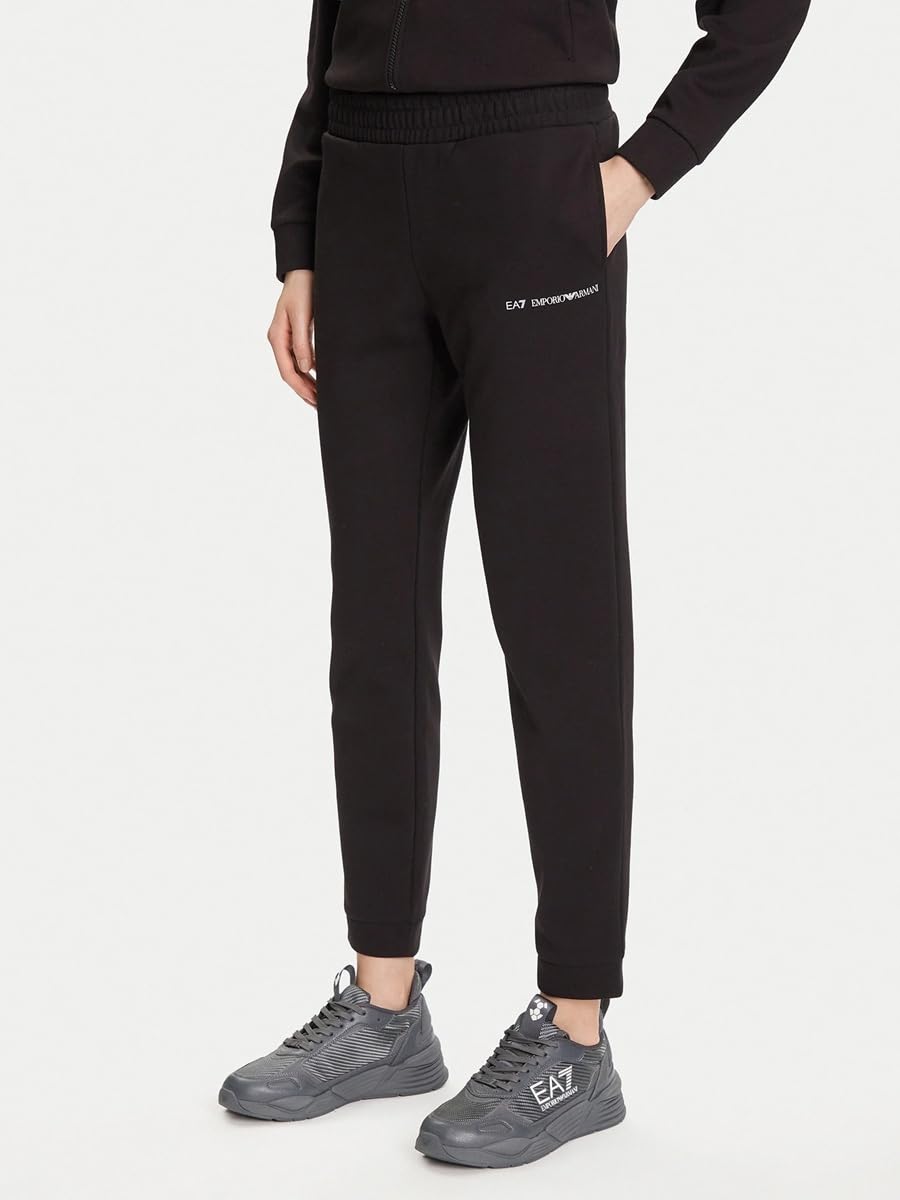 Emporio Armani EA7 Tuta da Donna Logo Series in Misto Cotone Felpato, 7W000802