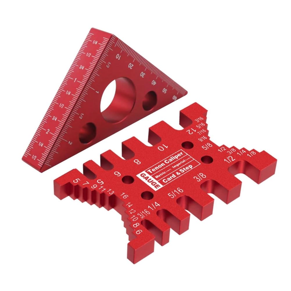 Littimoon 2Pc Dovetail Jig and Triangle Ruler Kit - Router/Saw Table Depth Gauge and Tenon Space Gauge for Woodworking