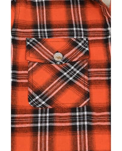 Image of ZENTHACE Boys Sherpa Fleece Lined Flannel Plaid Button Down Shirt Jacket,Hooded Flannel Shirt with Hand Pockets
