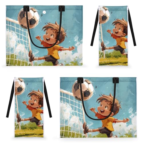 Boys Playing Football Tote Bag for Women Large Beach Bag Reusable Tote Bags for Work Travel Beach Shopping 6