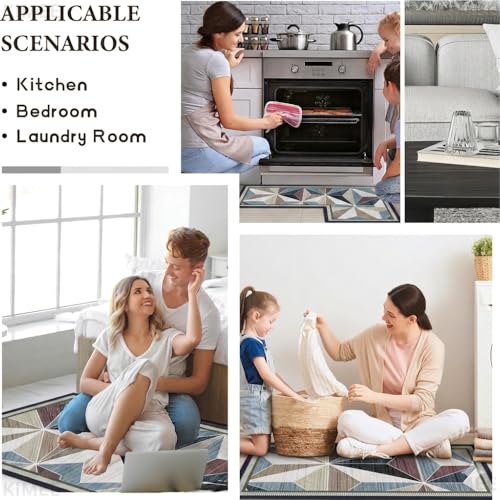 Image of VANZAVANZU KIMEE Modern 3D Crystal Geometric Kitchen Mat and Runner Rug Set of 2 - Non-Slip Washable Kitchen Floor Mats, Cushioned Absorbent Runner for Sink, Laundry, Hallway (Crystal Design)