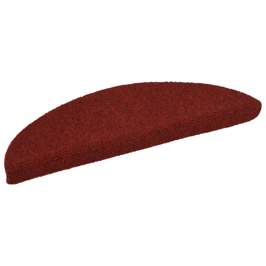 vidaXL Tappetini per Scale autoadesivi 15 pz 56x17x3 cm Bordeaux Rosso Semicircolari