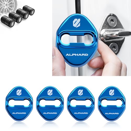 アルファード 車 カー用品 ドアストライカーカバー Alphard アルファード 専用 グッズ 30系 40系 アクセサリー カスタム 内装パーツ, ドアロックカバー 高級鏡面ステンレス製 独創 改良式 4個セット(贈り物: タイヤ バルブキャップ) (ブ