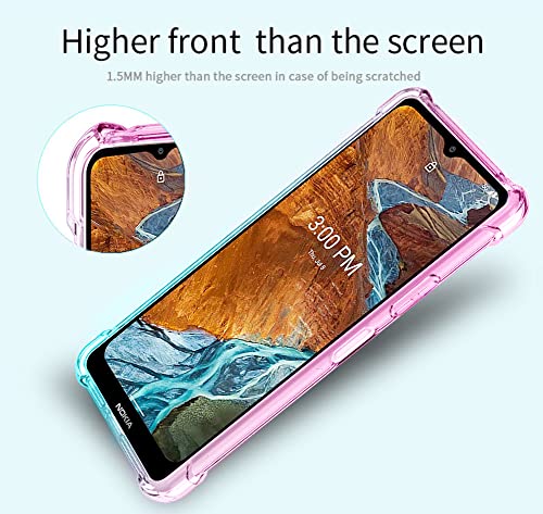Osophter For Nokia G300 Case With 2Pcs Screen Protector Clear Transparent Reinforced Corners Tpu Shock-Absorption Flexible Cell Phone Cover For Nokia G300 5G(Pink Teal) #TOP3
