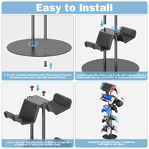 Kytok Gamer Gifts, Headset Stand 5 Tiers with Cable Organizer, Controller Stand Compatible with PS5/Xbox/Nintendo Switch/PS Portal/PS4, Headset Holder & Controller Holder for 10 Packs Controller - Thumbnail 5
