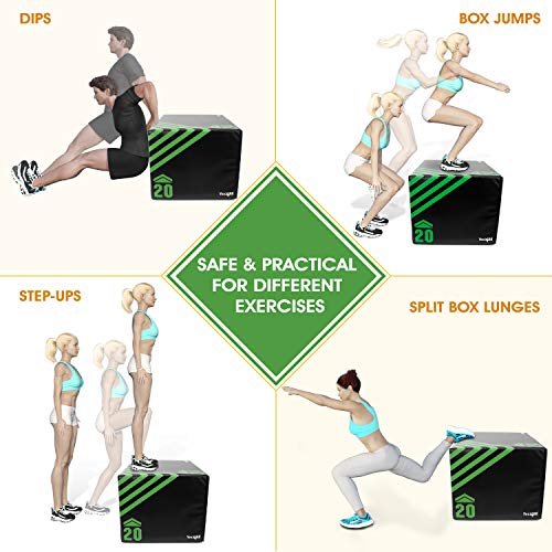 Yes4All 1J6H Unisex Soft Plyo Box, 50,8 cm x 61 cm x 76,2 cm - 7 KG, Plyometrische Box Plattform Jump Training Konditionierung Plyo Jump Box, Grün/Schwarz