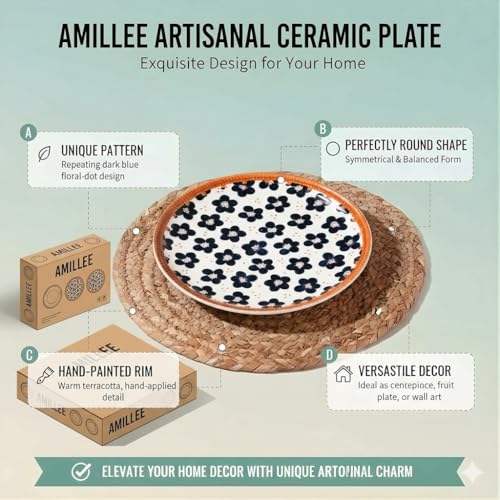 Image of Ceramic Dinner Plates Set of 2, 10 Inch Porcelain Salad Dessert Round Plates, Microwave, Oven and Dishwasher Safe, Kitchen Plates, Serving Dishes plates (DINNER PLATE BIG FLOWER PRINT 1, pack of 1)