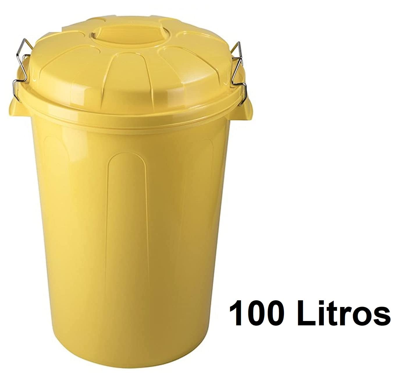 Cubo de Basura con Tapa 100 litros basurero con Asas de presión Amarillo