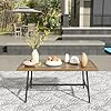 NATURAL EXPRESSIONS Outdoor Coffee Table Woodgrain Patio Metal Table All Weather Backyard Conversation 36 inshs for Balcony Poolside Deck Garden Indoor Ootdoor Brown