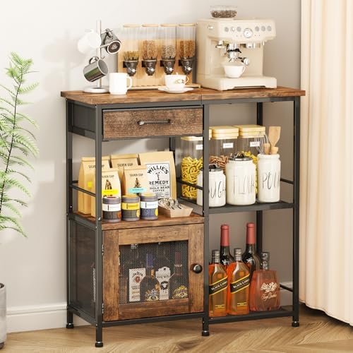 SWTYMIKI Coffee Bar Cabinet for Home - Farmhouse Coffee Stand Sta...