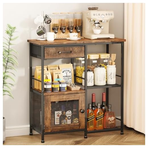 Farmhouse Coffee Bar Cabinet with Drawer Storage