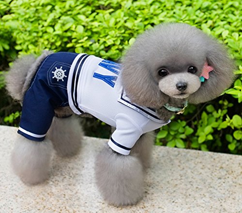 Pegasus Selmai Boy Navy Captain Costume Jumpsuit Seaman Outfits For Small Dog Cat Puppy Tee Shirts With Pants Chihuahua Clothes L #TOP4