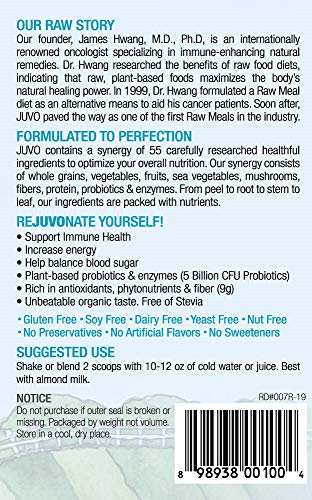 Juvo Organic Raw Meal, Original, 21.2 Oz, Vegan, Gluten Free, Non-Gmo, No Stevia, 5 Bil Cfu Probiotics, 9G Of Fiber #TOP1