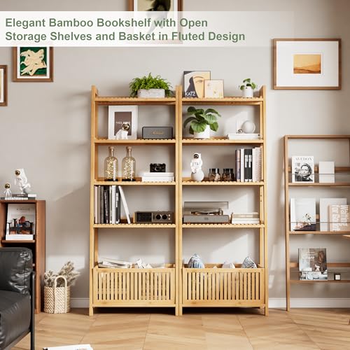 Bamjoy-Bamboo-Ladder-Shelf-Bookshelf-with-4-Display-Shelves-and-1-Open-Storage-Basket-Multifunctional-Storage-Rack-Organizer-for-Home-Office-Bedroom-Living-Room-66-H-Natural